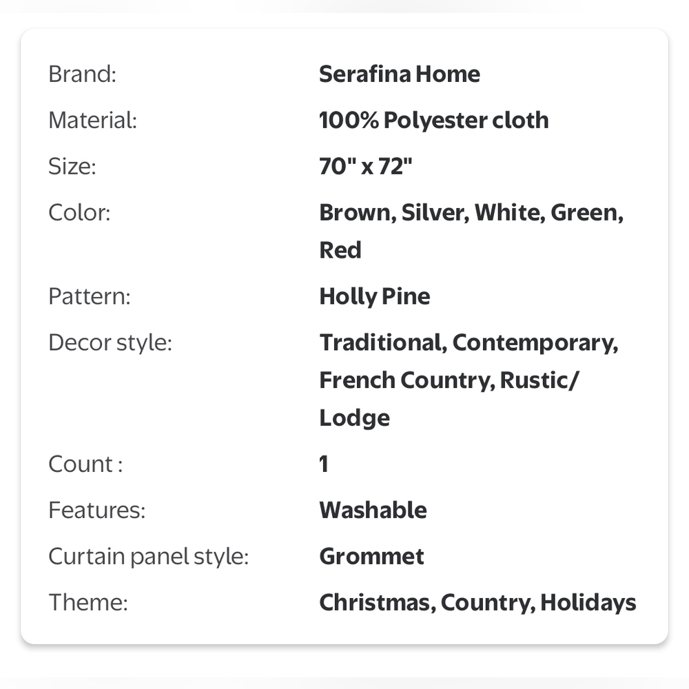 Serafina Home Country Time Christmas Shower Curtain - Picture 3 of 3